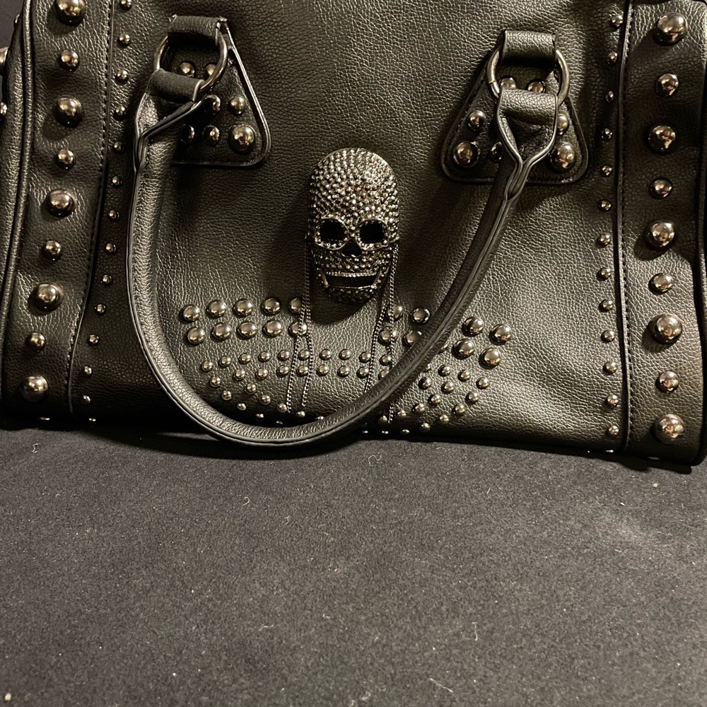 Studded Black Skull Handbag